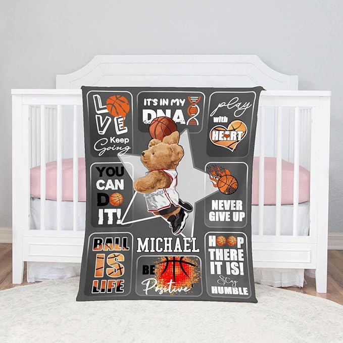 Customized Blankets with Name, Little Bear Blanket Custom Blanket Soft Personalized Name Throw Blanket Gifts for Boys Girls Birthday