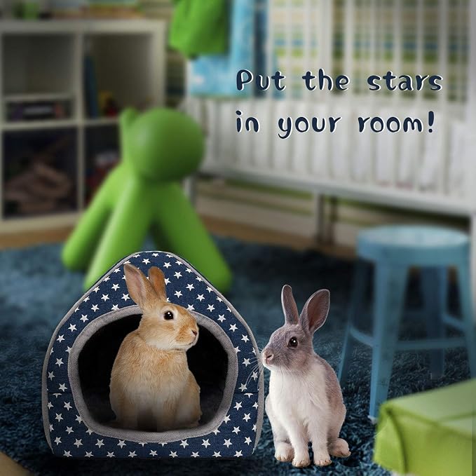 BWOGUE Guinea Pig Bed Hideout, Washable Hamster Cave for Small Animals | Removable Cushion for Cleaning, Warm Fleece Nest, Washable Bed, 10.23 x 10.23 x 11 in, Dwarf Rabbits Hedgehogs