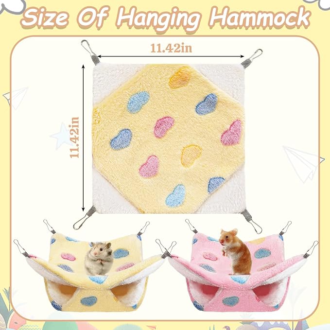 2 Pcs of Rat Hammocks Small Animal Hammock Rat Bed Guinea Pig Hammock Rats Cage Accessories for Small Animals Chinchilla Parrot Sugar Glider Ferret Squirrel