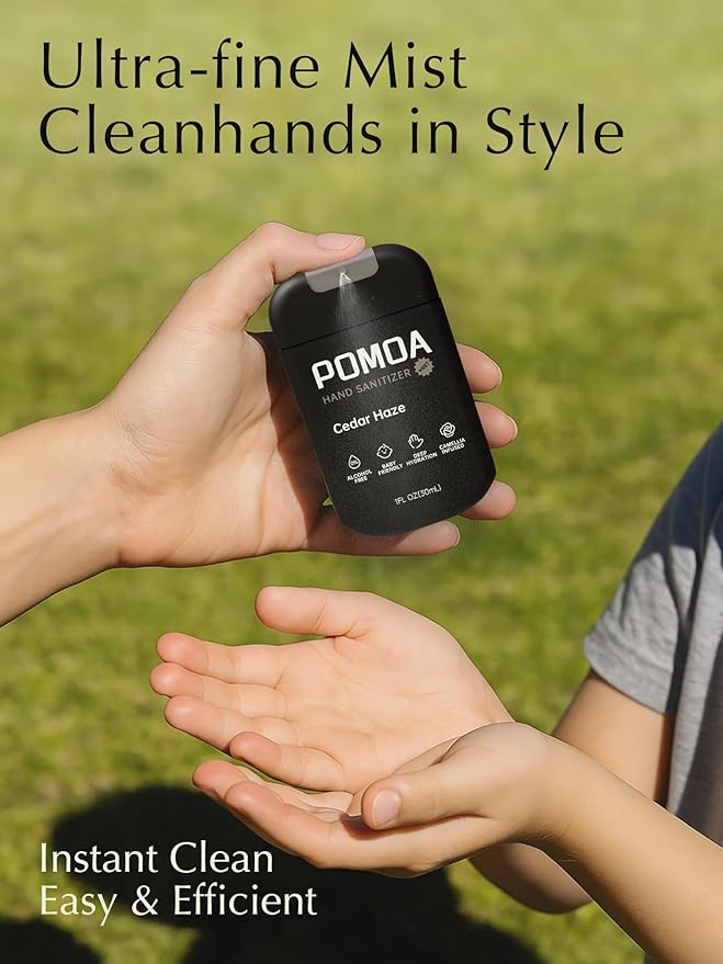 Alcohol Free Hand Sanitizer Spray, Non Irritating, Hydrating and Non Greasy, Gentle Fine Mist, Travel-Friendly Pocket Size 1 Fl Oz (Pack of 3), Woody Spice