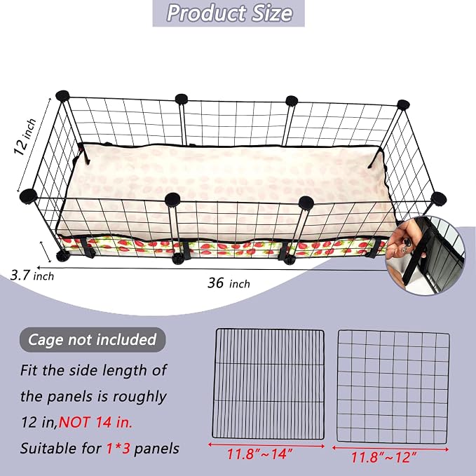 Guinea Pig Cage Liner，Washable Waterproof Oxford Cloth Cage Liners for Small Animals,Hamster Chinchilla Hedgehog Rabbit and Other Small Animals Not Include Cage(12x36 inches)