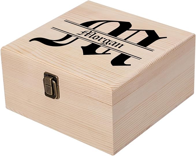 Personalized Keepsake Memory Box Custom Name Wooden Decorative Storage Box with Lids, Christmas Gift Box for Women Men Customized Gifts for Birthday Anniversary Wedding Graduation