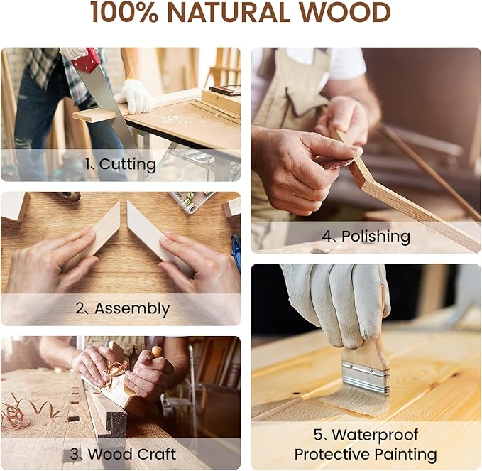 12x12 Picture Frame Natural Oak Wood From California-USA with Real Tempered Glass, Handcrafted 12x12 Photo Frame Matted to 8x8 Wedding Photo,Family Picture,Graduation Picture Display on Table & Wall