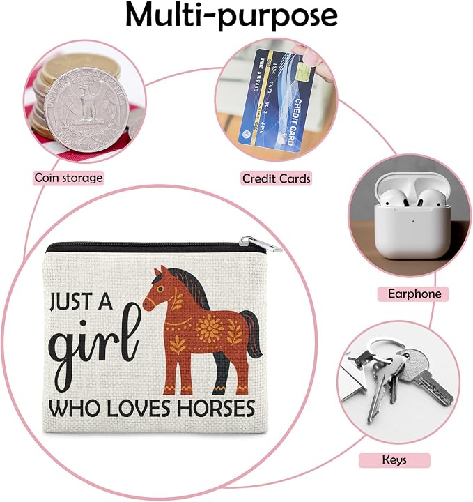 Horses Themed Gift Coin Purse for Horse Lover Horse Present for Friend Sister Coworker Her Coin Pouch Animal Lover Present for Coworker Daughter Teen Christmas Birthday Gifts Zipper Change Pouch
