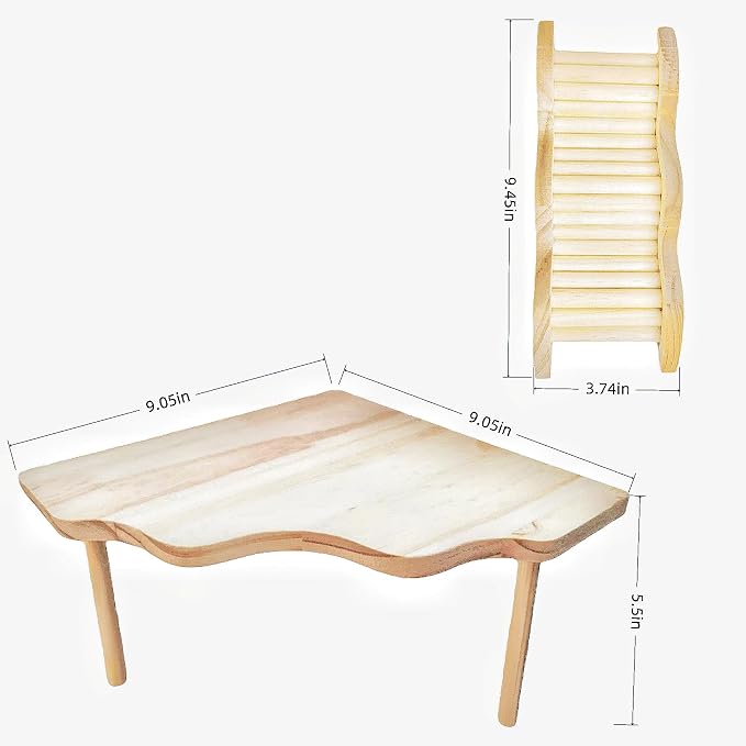 Wooden Hamster Platform for Hamster Cage Accessories Climbing Toys Dwarf Syrian Hamster Gerbil Rat Mice Degus or Other Small Pets (Triangle)