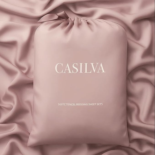 CASILVA Eucalyptus Sheets - Infused with Silver for Anti-Odor, Softer Than Silk Fibers, More Cooling Than Cotton - Perfect for Hot Sleepers & Sensitive Skin - 100% Tencel Lyocell - King Sheet Set