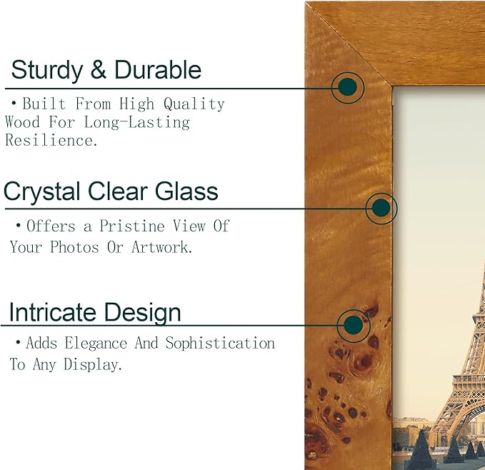 Concepts DHD, Burl Wood Picture frame, Wallhung Or Tabletop Décor In Bulk,Table And Wall Photo Collage (4x6, 4 Pack)