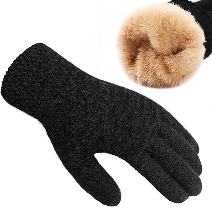 Trifabricy Winter Gloves for Women, Warm Fleece Lined Womens Gloves, Knit Glove for Women, Touchscreen Glove for Cold Weather