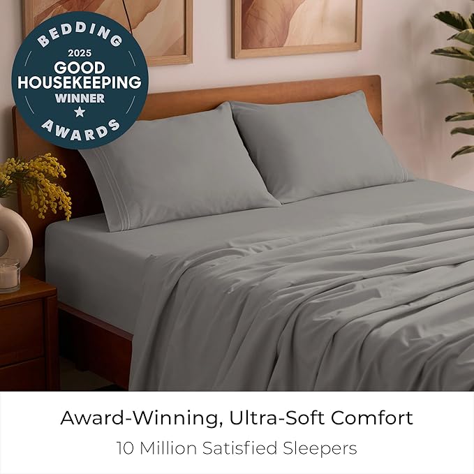 Mellanni Full Sheets Set - 4 PC Iconic Collection Bedding - Hotel Luxury, Extra Soft, Cooling Bed Sheets - Wrinkle, Fade, Stain Resistant (Full, Taupe)