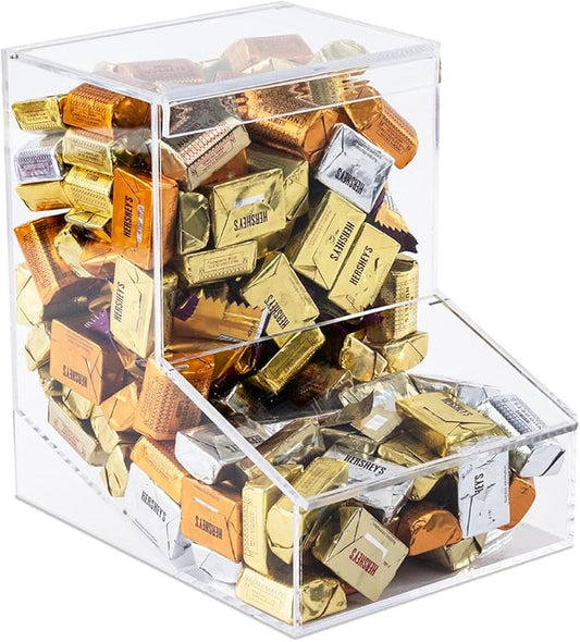 Candy Dispenser - Bulk Acrylic Storage Holder with Two Lids for Countertop or Wall Mount - Store Chocolate, Treats, Sweets, and Snacks (1)