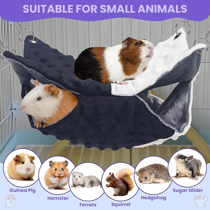 YedsIntu 3 Pcs Guinea Pig Hammock, Rat Ferret Hamster Hanging Hammock Guinea Pig Accessories for Small Animals Chinchilla Parrot Sugar Glider Ferret Squirrel (11"×11")