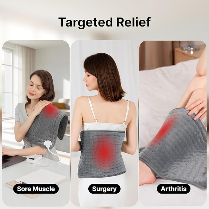 Heating Pad for Back, Neck, and Shoulder Pain Relief, Electric Heat Pad with 6 Heat Levels, Moist Heat Option, Auto Shut-Off, Birthday Christmas Gifts for Women Men Mom Dad Grandma, Gifts for her