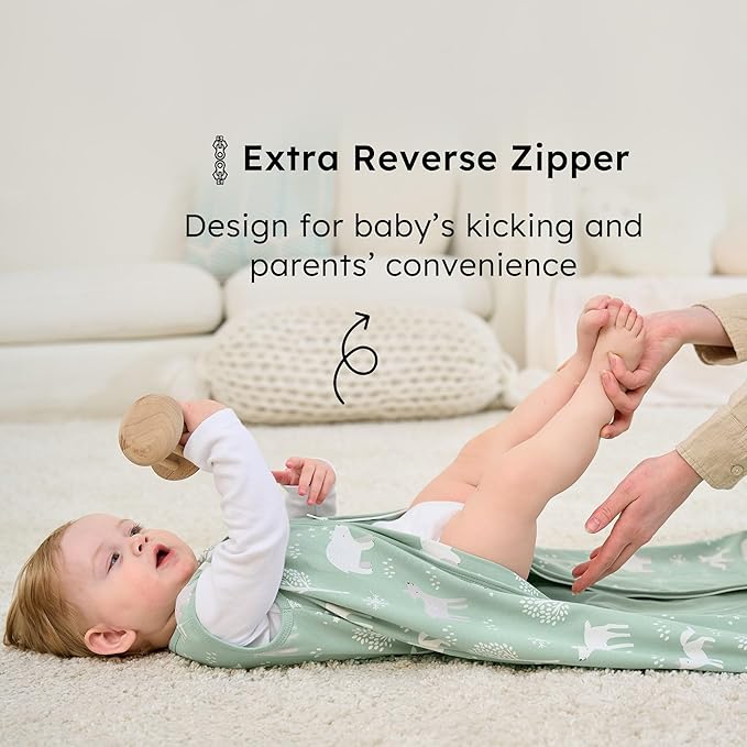 Baby Sleep Sack 18-24 months, 100% Cotton Sleeping Sack for Toddler, 3 Pack Baby Wearable Blanket, 0.5 Tog Lightweight Double Zipper Sleep Bag XLarge Green Forest Bear
