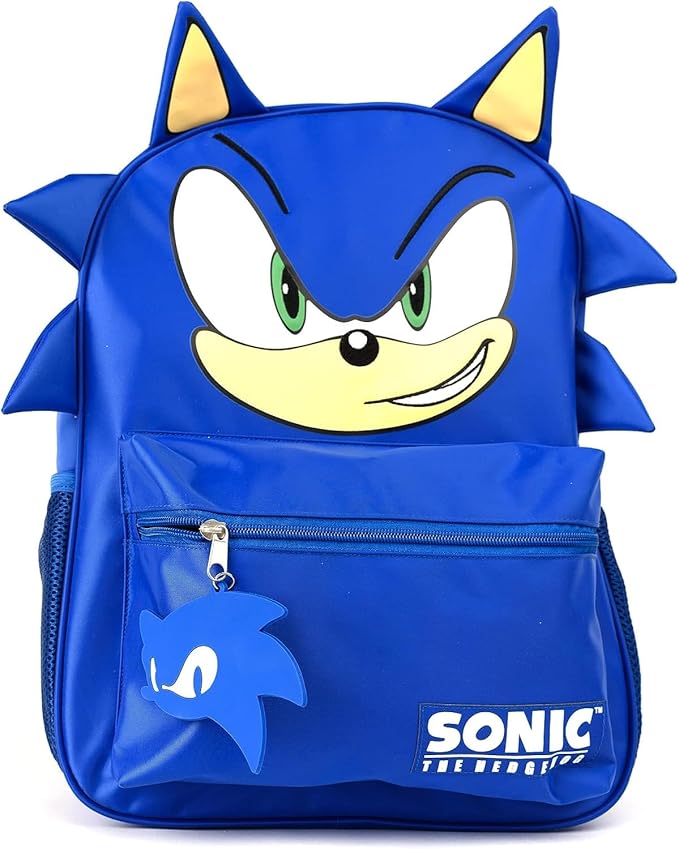 AI ACCESSORY INNOVATIONS Sonic Backpack for Boys & Girls, Bookbag with Adjustable Shoulder Straps & Padded Back,16 Inch Schoolbag with 3D Features, Blue