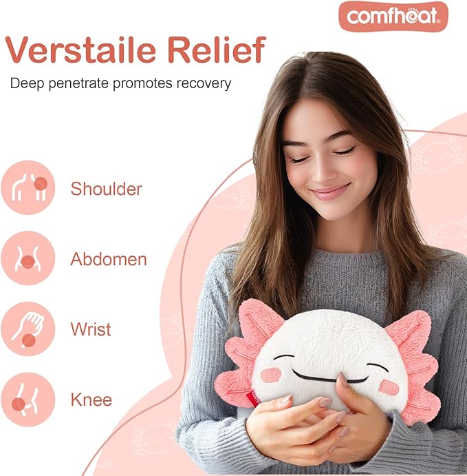 Cute Axolotl Microwave Heating Pad for Pain Relief, Unscented Microwavable Heating Pads for Cramps, Neck Shoulder, Muscles, Natural Moist Heat Pack with Washable Cover