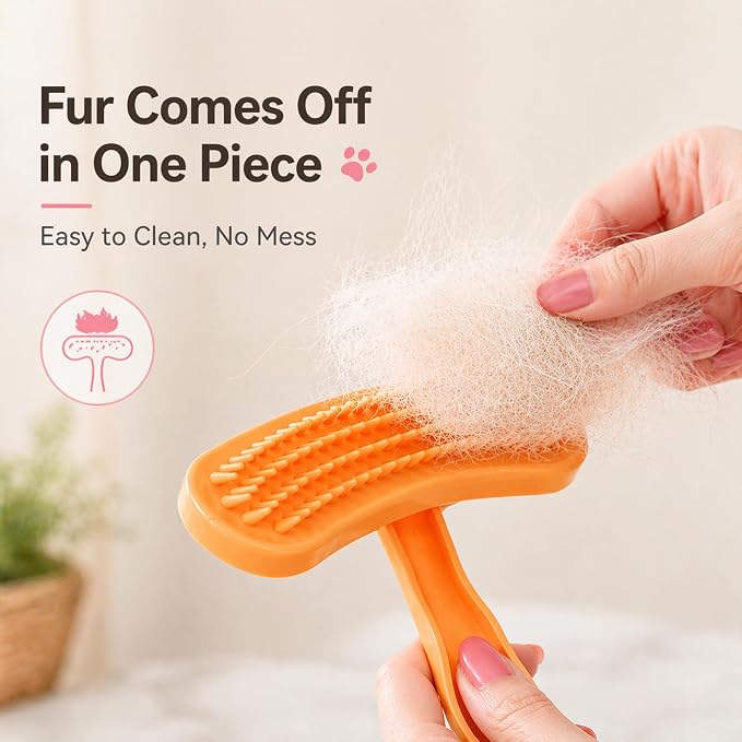 Large Silicone Grooming Brush for Rabbits, Cats & Small Dogs | Rabbit, Cat & Dog Fit | Soft Low-Stimulation Brush | Curved Pet Fit | Daily Bonding | Rinse-Clean Head