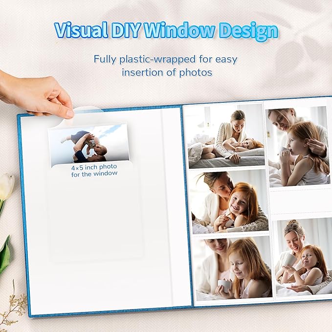 Photo Album 4x6 with 1000 Pockets,Slip-in Picture Albums,Linen Cover Memory Book with Front Window,White Page Vertical Photo Book for Wedding,Family,Anniversare,Baby,Vacation