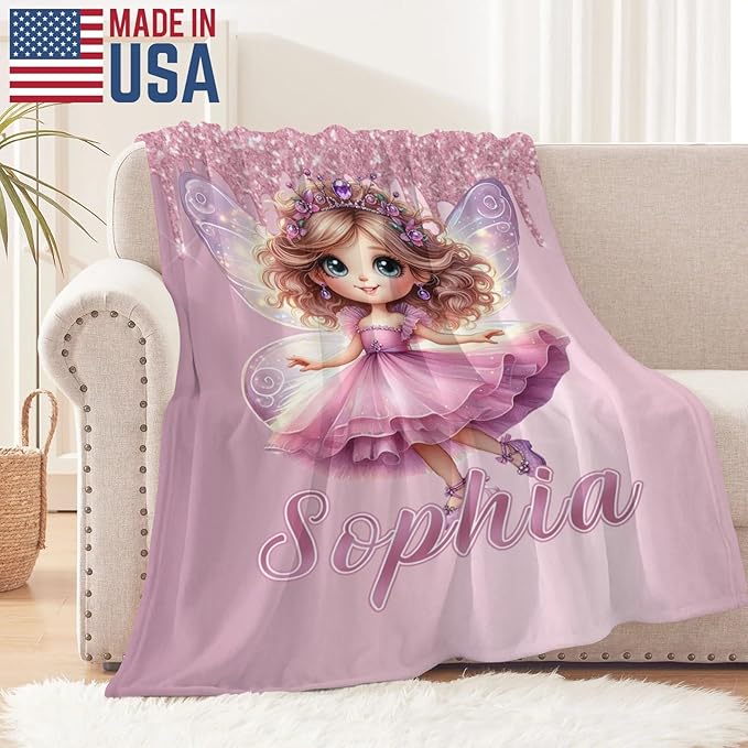 Personalized Princess Baby Blanket - Customized Throw Blanket for Girls Kids Adults Princess Tale Fans