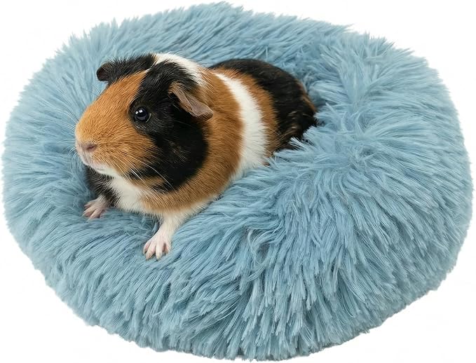 Guinea Pig Bed for Small Animal for Dwarf Rabbits/Hamster/Hedgehog/Ferrets | 11.8 Inch Small Animal Beds Washable，Hideout Soft & Comfortable Donut Bed,Blue
