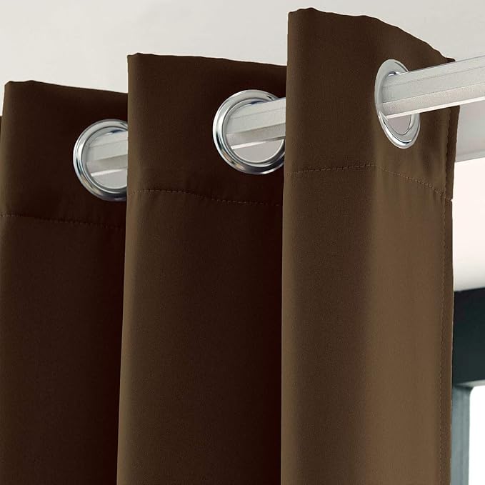 LA PALMA Thermal Insulated Blackout Darkening Grommet Living Room Curtains Window Drapes for Bedroom Pack of 2 Panels
