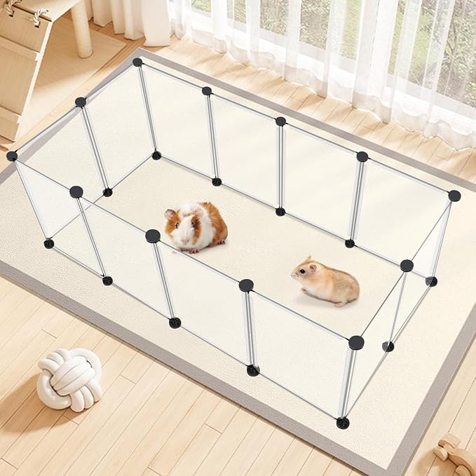 VISCOO 12 Panels Small Animals Playpen,48"x24"x16" Portable Pet Playpen | Puppy Play Pen Indoors Outdoor,Pet Fence for Guinea Pigs,Bunny,Ferrets,Hamsters,Hedgehogs,Plastic Enclosure