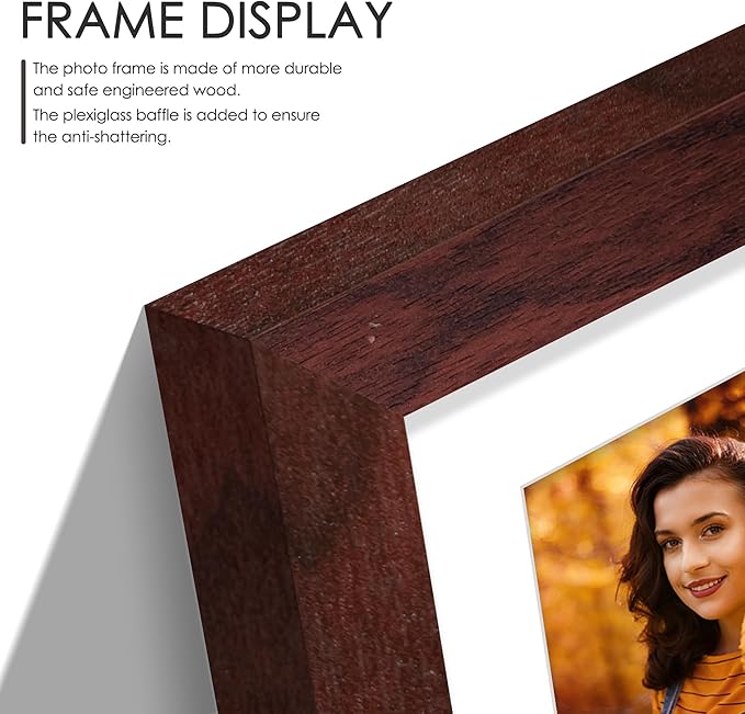 12x16 Picture Frame 5x7 Collage Picture Frame Displays Four 5x7 inch Photos or 12x16 (Without Mat) for Available Horizontal Wall Mounting Display and Vertical Redwood