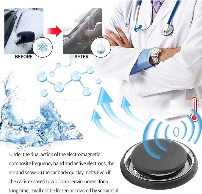 2 Pcs Antifreeze Device, 2026 New Anti-Freeze Electromagnetic Car Snow Removal Device, Electromagnetic Snow Removal, Anti-Freeze Windshield Defroster & Ice Melter for All Cars