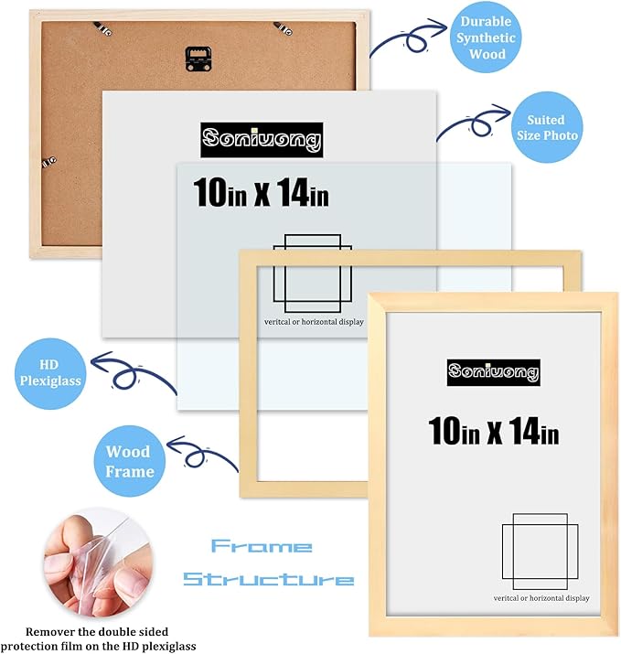 10x14 inch Wood Picture Frames for Wall Hanging,Diamond Painting Frames Rectangle Baby Scan Picture Frame for Family Walls Decoration,Anniversary,Wedding,Christmas,Halloween,Shower,Certificate