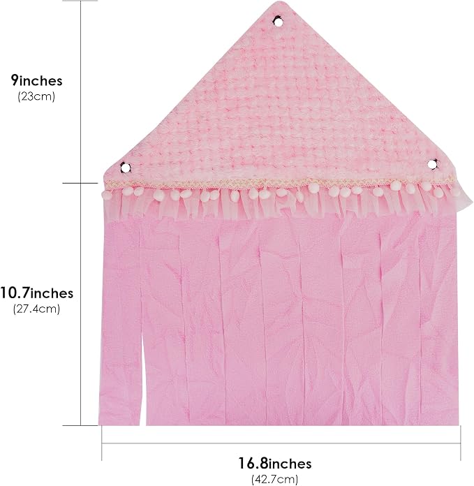 Lace Trim Guinea Pig Corner Hideout, Fleece Forest Cage Accessories, Pet Corner Hideaway for Guinea Pigs, Rabbits, Ferrets, Chinchillas, Hedgehogs (Pink)