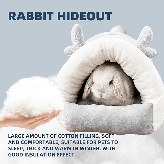 Guinea Pig Hideout, Warm Bed for Guinea Pig,Rabbits, Chinchillas, Guinea Pig Bed, Cozy Small Animal Winter Shelter (Gray, Small)