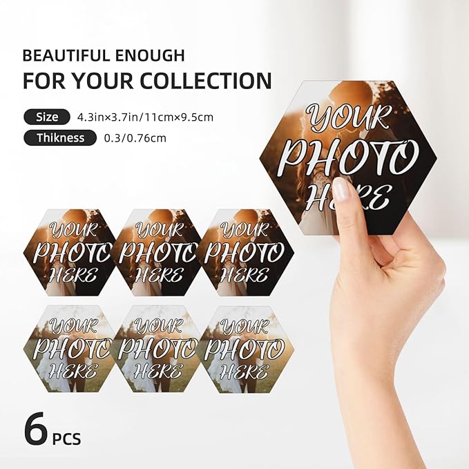 Custom Ceramic Coasters, Personalized Coasters with Photo Logo, Customized Cup Mat for Weddings, Bars, Coffee Table, Homes, Offices 6PCS