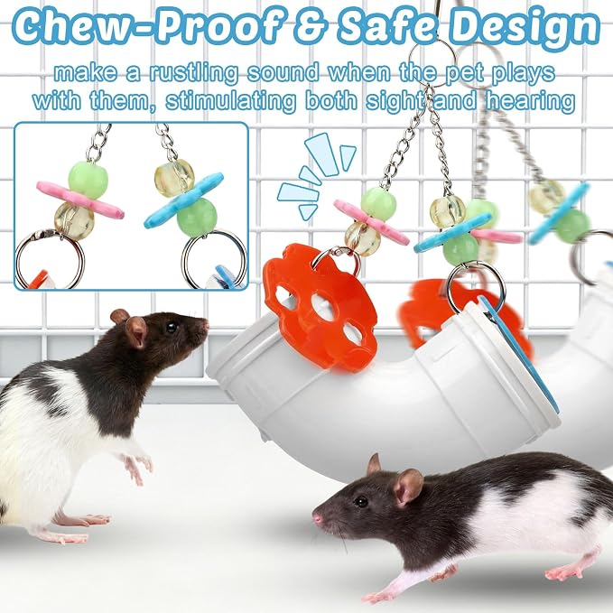 Hypeety Rat Enrichment Toys Cage Accessories Chew Toy for Rat Parrot, White | Promotes natural foraging, reduces boredom, with wide opening, hanging slow feeder for treats, easy-clean, puzzle toy, white