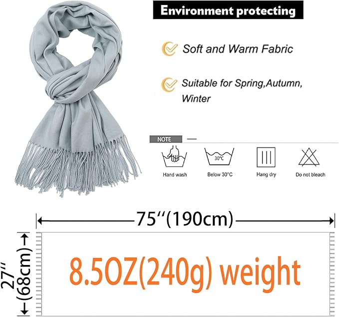RIIQIICHY Women's Scarf Pashmina Shawls and Wraps for Evening Dress Bridesmaid Wedding Bridal Winter Warm Long Large Scarves