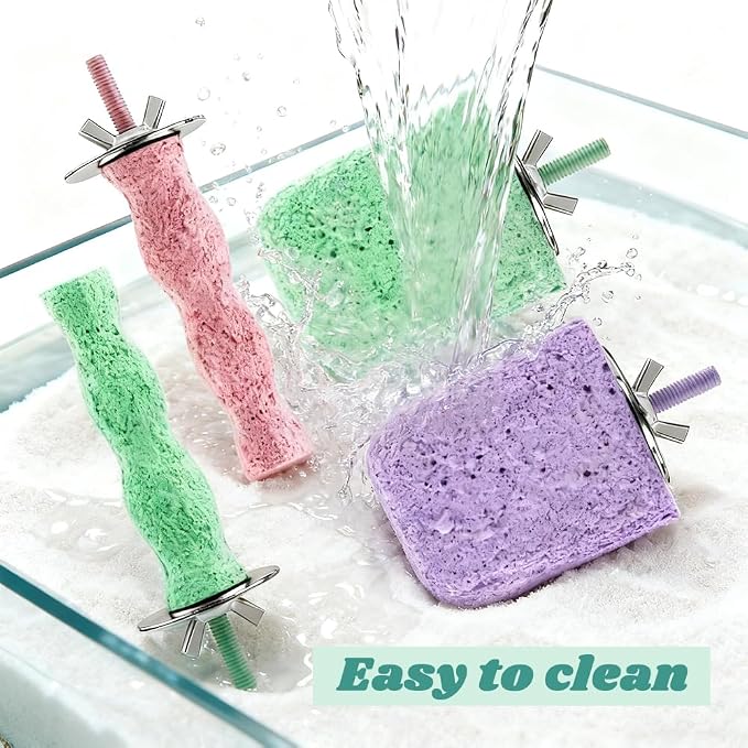 4 PCS Bird Beak Grinding Stone Perch Platform for Parrots | Grinding Stone Perch Set Helps Support Natural Beak And Claw Wear For Budgies, Parakeets, Cockatiels, And Conures.