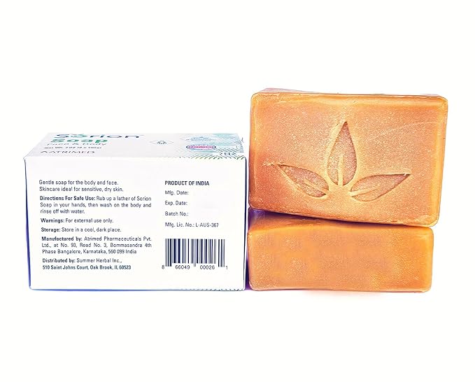 Sorion Soap for Face and Body - Bar Soap to Smooth and Comfort Dry, Itchy, Flaky Skin with Coconut Oil, Turmeric, Pala Indigo Essential Oils Soap Bar