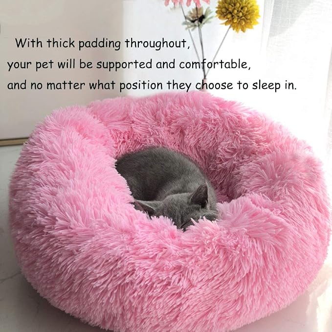 Cat Bed for Indoor Cats,Mini Plush Self Warming Kitten Bed, 20 Inch | Soft Round Fluffy Dog Bed and Cat Nest for Kittens and Small Dogs, Cozy Medium Bed for Indoor and Warm Autumn or Winter Sleep