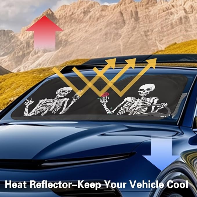 Funny Skeleton Vehicle Windshield Protecion Stylish Automotive Interior Cover Sun Visor Protector for Front Window Fashion Car Accessories