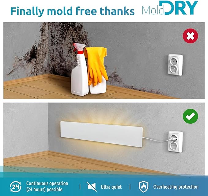 ELIAS Mold killer - Black mold remover for walls without chemicals - Wall heating for every room - Powerful anti-mold heating as an alternative to moldspray - Permanently mold-free (1, Set of 2)