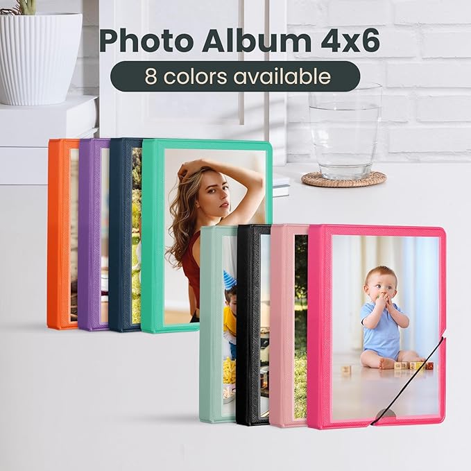 Lifting 2 Pack Small Photo Album 4x6 28 Pockets Plastic 4 x 6 Photo Book Album with Customizable Cover Mini Picture Album for Family Wedding Anniversary Baby Vacation (Rose Red)