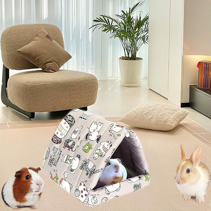 Guinea Pig Hideout Cozy Cotton Washable Tent for Small Animals | Hamster Bed, Portable House Cage Accessories Bunny Hedgehog Mouse Chinchillas Ferrets Bearded Dragons Rats (6.8"x7.4")