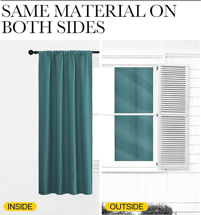 NICETOWN RV Blackout Curtains for Camper Windows, Sea Teal, 29" Wide by 40" Long, 2 PCs, Short Blackout Curtains & Drapes, Thermal Insulated Blackout Curtain Panels for Kids Room, Play Room