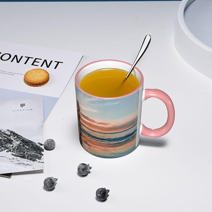 Custom Mugs and Coffee Cups Partial or Full Size Printed Creative Designs Customizable with Your Photos Images Text (Full-Width, Pink)