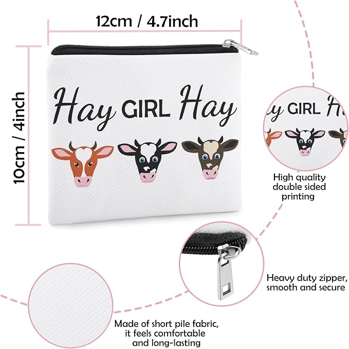 Cow Lover Gift Coin Purse for Women Cow Themed Gift Friend Cowgirl Christmas Graduation Birthday Gifts Coin Pouch Animal Lover Best Friend Sister Christmas Birthday Gifts Zipper Change Pouch
