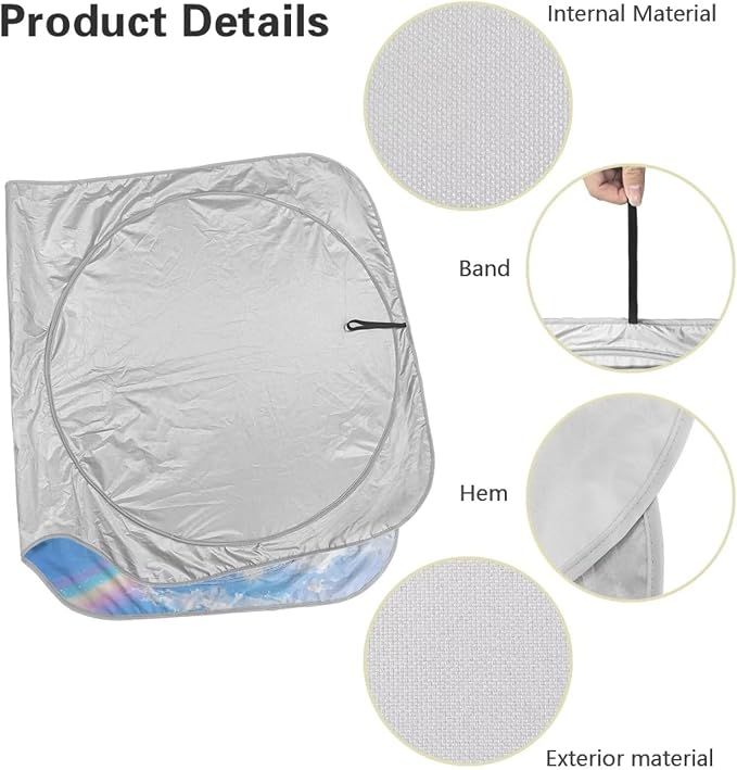 Cute Dolphin Front Window Sunshades Foldable Front Windshield Sun Shade for Heat Protection Blocking Harmful UV Rays & Heat