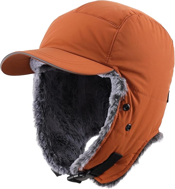 Connectyle Trapper Hat for Men Women Faux Fur Winter Hat with Ear Flaps Water-Resistant Hunting Hats Ushanka Skiing Cap