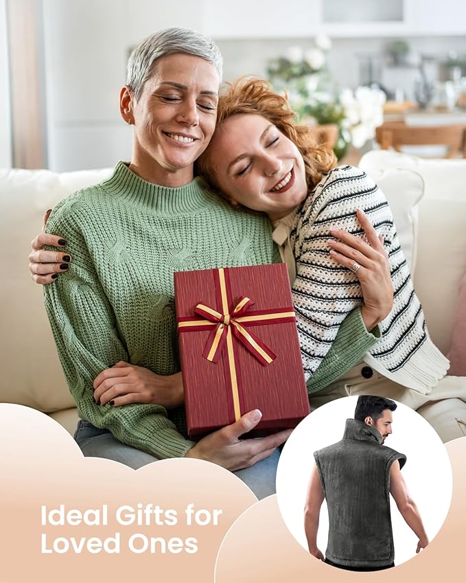 RENPHO King Size Heating Pad for Back, Mothers Day Gifts for Mom Wife & Birthday Gifts for Men, FSA Eligible, 24"x37" XL Large Weighted Electric Heat Pad for Neck and Shoulders, ETL Certified, Gray
