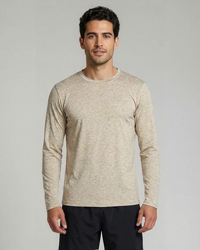 Real Essentials 4 Pack: Mens Long Sleeve Dry Fit T Shirts Hiking Fishing Workout Gym Work Sun UPF 50 Wicking Running Tee