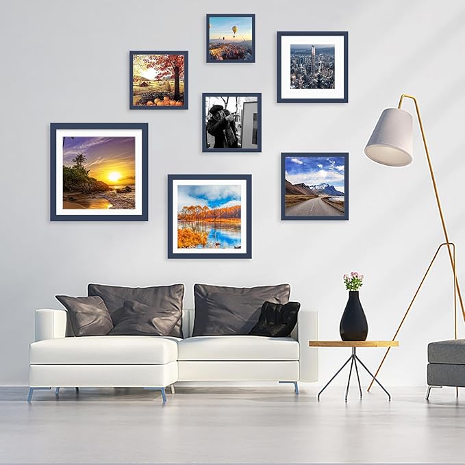 12x12 Wood Picture Frames for Wall Hanging or Tabletop,Diamond Painting Frame Baby Scan Picture Frames with 2 Mats Display 8x8 or 10x10 for Family Walls Decoration,Anniversary,Wedding,Christmas(Jazz