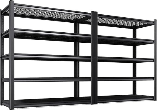 2 Pack-46 ''W Storage Shelves, 71‘’H Garage Shelving, Adjustable Garage Shelves, 3000lbs Heavy Duty Shelving ,5 Tier Garage Storage Shelves,Easy-To-Install Metal Shelf Storage Rack Shelving Unit