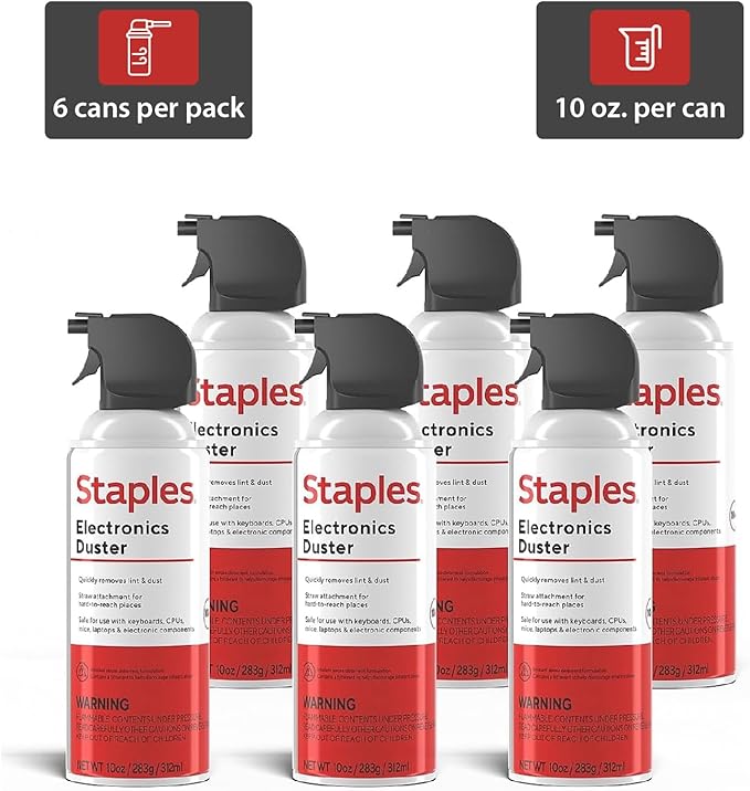 Staples Compressed Air Dusters – Canned Air for Electronics, Keyboards & Office Devices